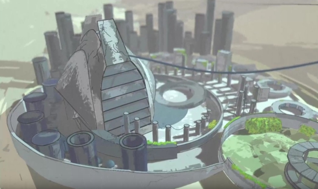 3D circular walkthrough of Olinka, a futuristic utopian city.